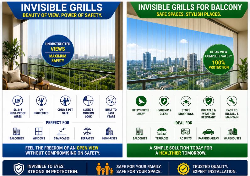 Invisible Grills and Pigeon Safety Nets
